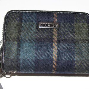 Mucros Weavers Plaid Tweed Green Blue Wallet Credit Card Holder/Organizer Irish